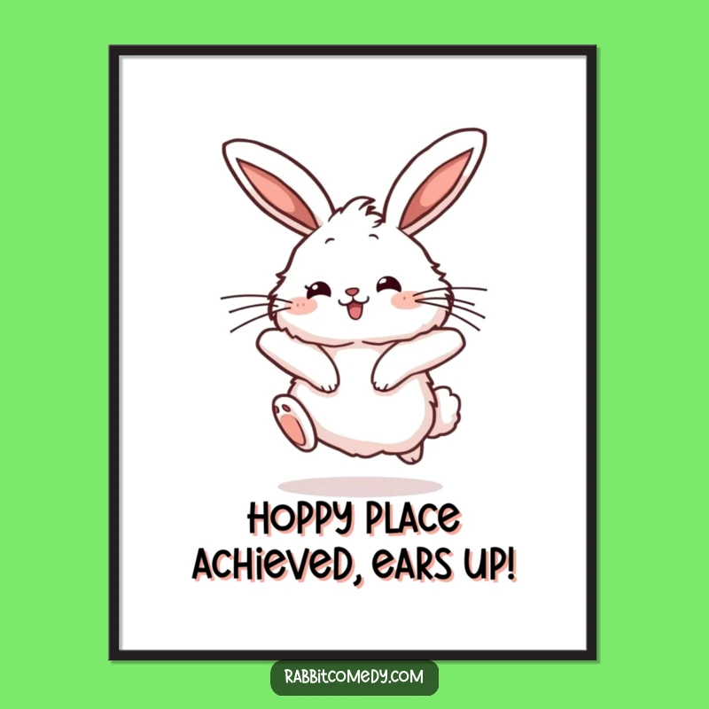 Funny Free Printable Wall Art: Joyful Rabbit Mid-Hop, Whimsical Decor
