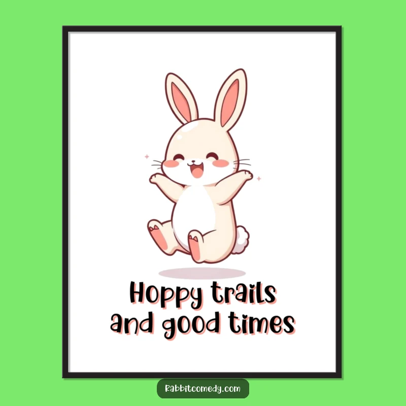 Free Printable Wall Art: Joyful Rabbit Somersault! Funny Downloadable Art for Lively Decor