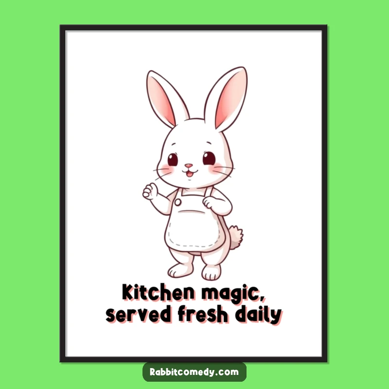 Funny Free Printable Wall Art: Helpful Rabbit Apron Art Downloadable Gift Decor for Kitchen