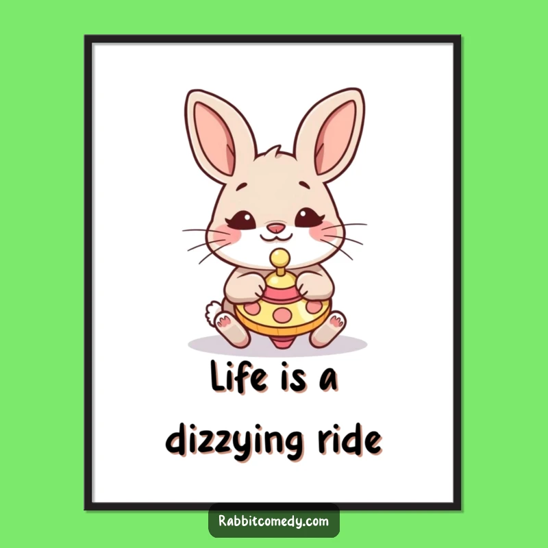 Free Printable Funny Wall Art: Silly Rabbit Spinning Top Whimsical Downloadable Decor