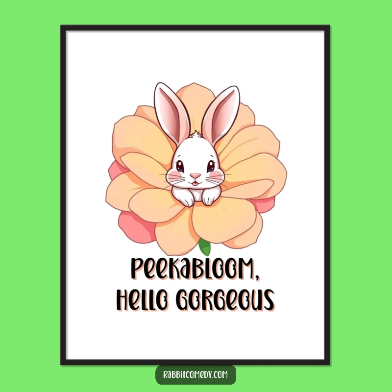 Free Printable Wall Art: Rabbit Peeking from Flower