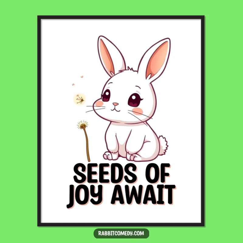 Free Printable Wall Art: Curious Rabbit and Floating Dandelion Seed