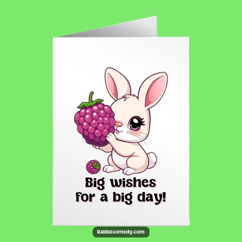 Funny Free Printable Birthday Card: Curious Rabbit & Berry, Downloadable Gift