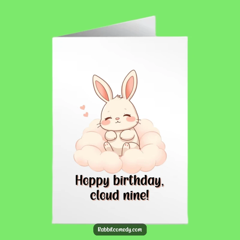 Free Printable Birthday Card: Cozy Rabbit Cloud Design, Relaxing Downloadable Greeting for All