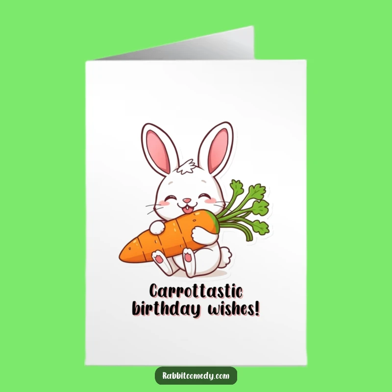 Free Printable Birthday Card: Funny Rabbit and Carrot Design for a Deliciously Happy Day