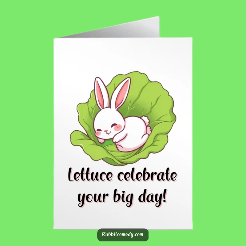 Free Printable Birthday Card: Funny Rabbit Lettuce Slide, Cute Downloadable Gift
