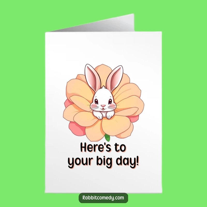 Free Printable Birthday Card: Rabbit Peeking from Flower Fun!