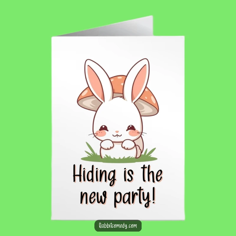 Free Printable Birthday Card: Shy Rabbit Hide - Cute & Funny Birthday Wish!