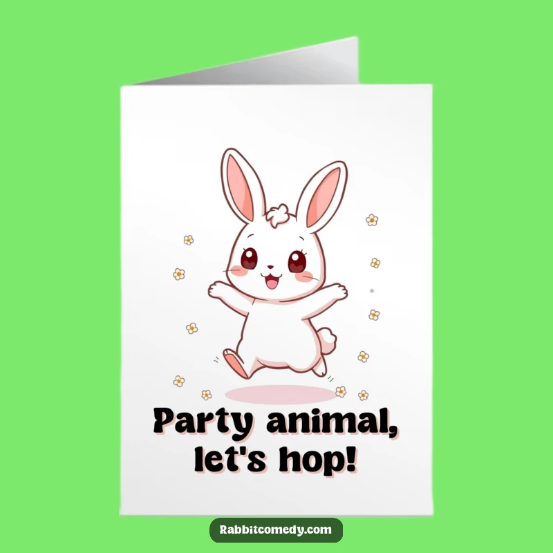 Free Printable Rabbit Birthday Card - Joyful Flower Jump Downloadable Fun