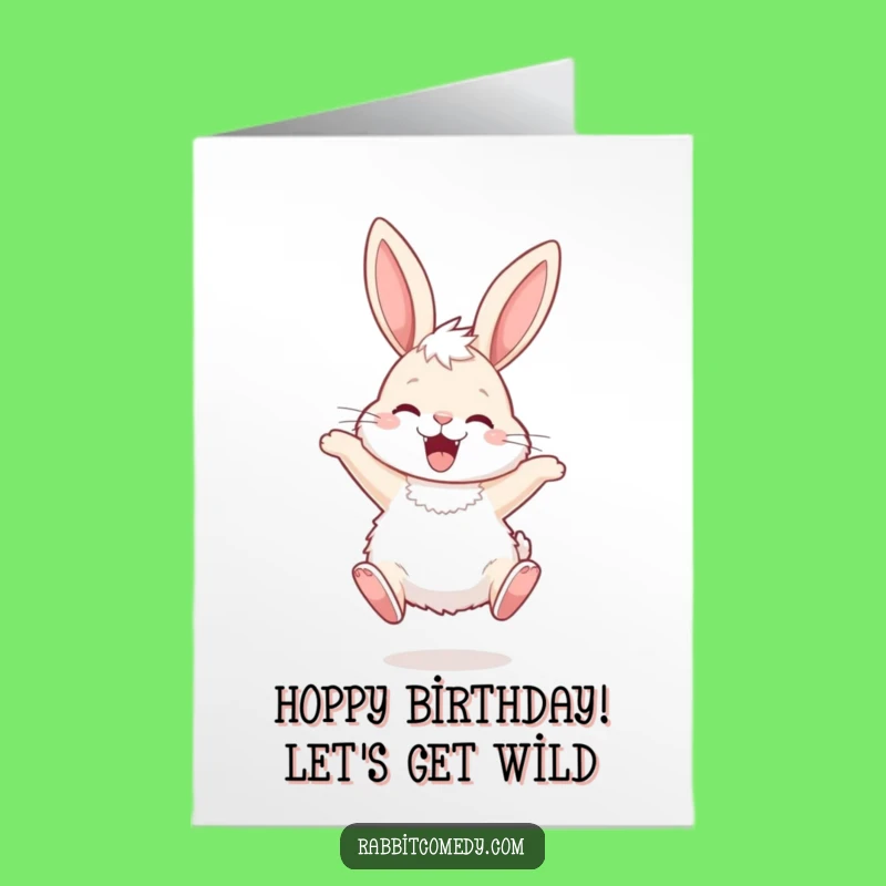 Funny Free Printable Birthday Card: Joyful Hopping Rabbit, Your Perfect Downloadable Gift