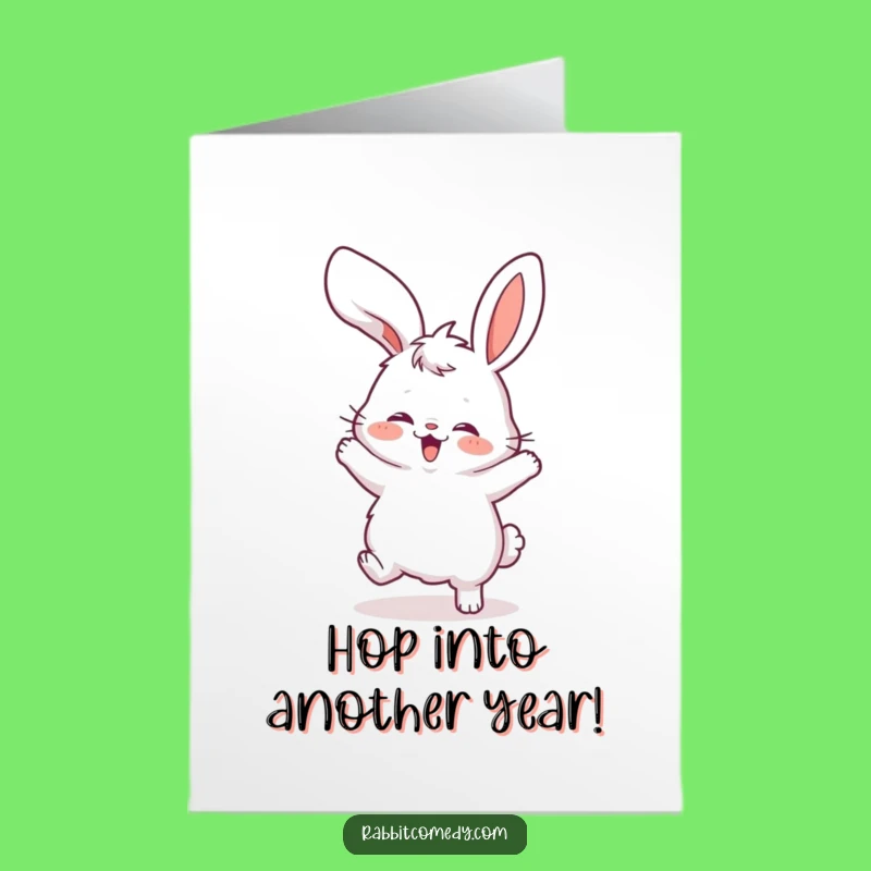 Funny Free Printable Birthday Card: Silly Dancing Rabbit - Hilarious Downloadable Gift