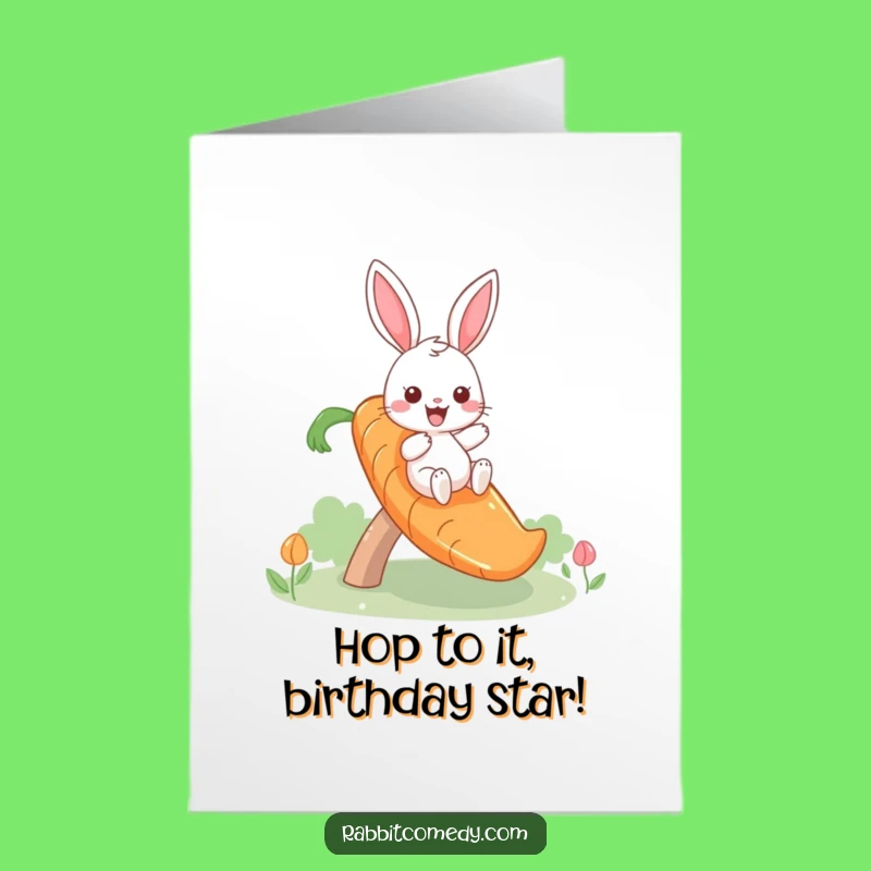 Free Printable Birthday Card: Giddy Rabbit Carrot Slide Funny Downloadable Gift