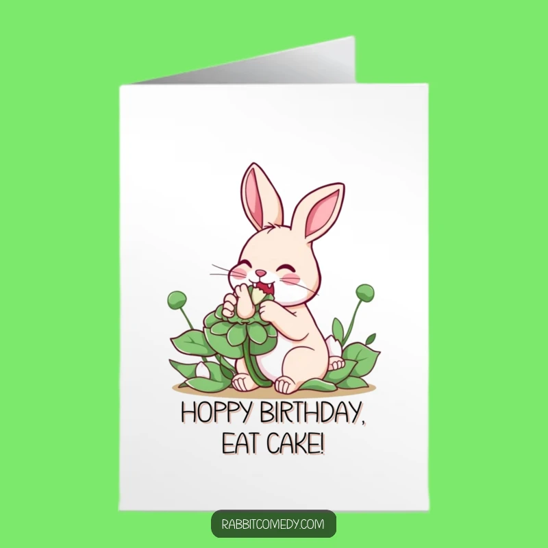 Free Printable Birthday Card: Lucky Rabbit Clover! Funny Downloadable Gift for Good Fortune
