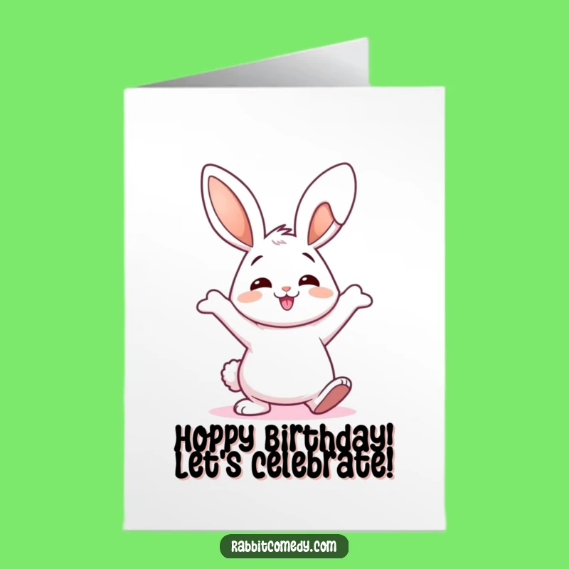 Free Printable Birthday Card: Funny Rabbit Wiggly Dance Downloadable Gift