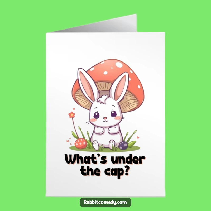Free Printable Birthday Card: Curious Rabbit Behind Mushroom - Downloadable Gift!
