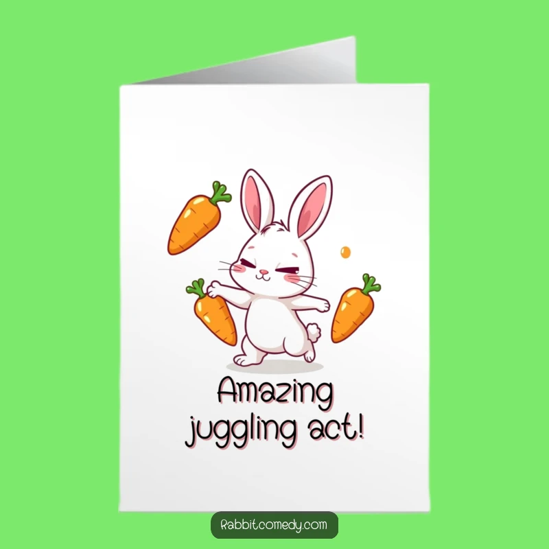 Free Printable Congrats Card: Rabbit Juggles Carrots, DIY Downloadable