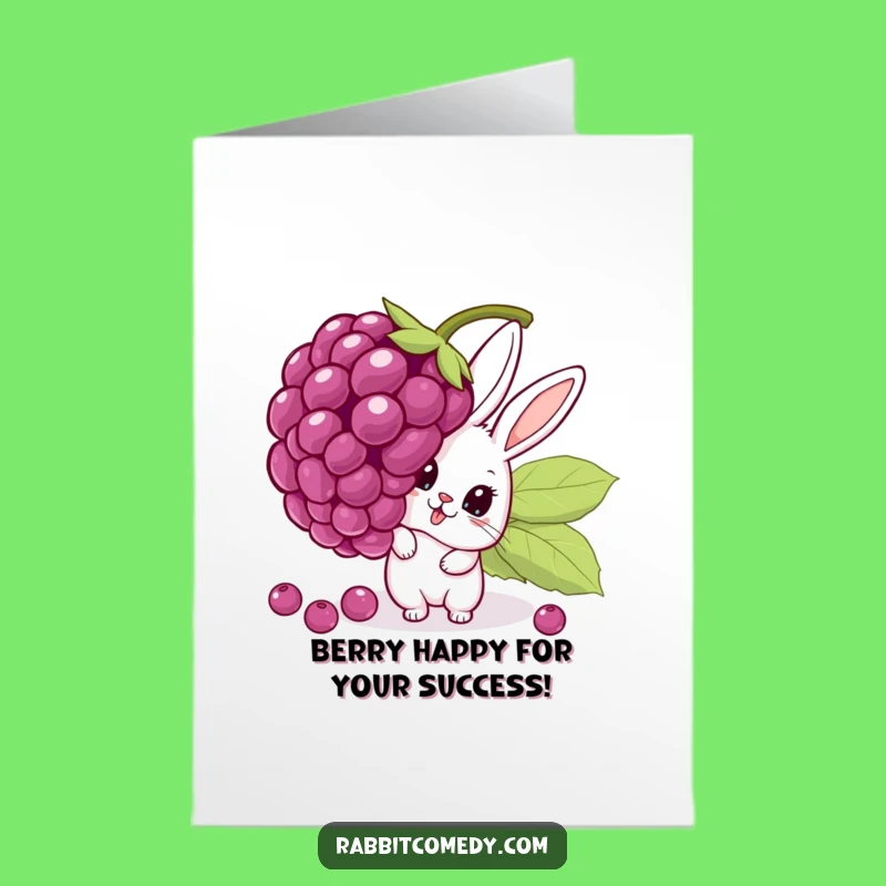 Berry Surprise Rabbit Free Printable Congratulations Card - Humorous Downloadable