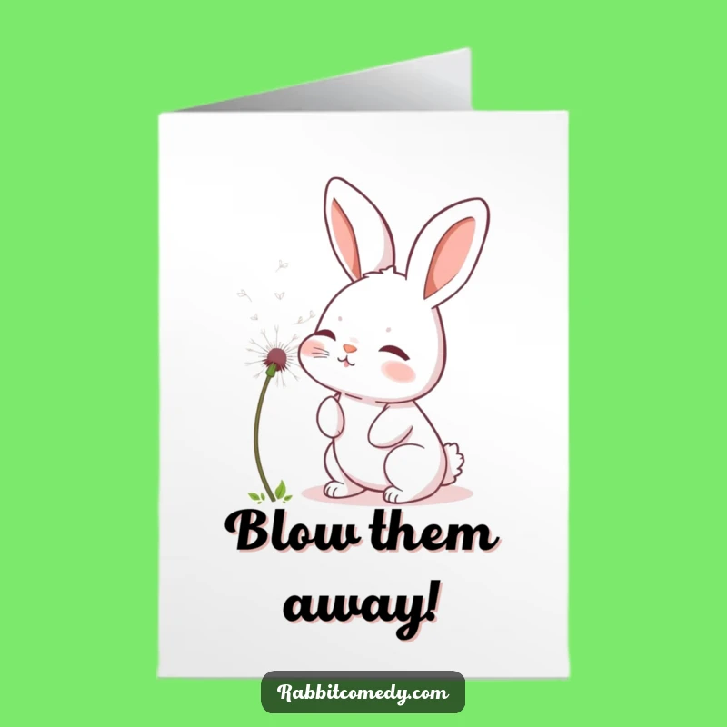 Free Printable Congrats Card: Gentle Rabbit Blows Dandelion Seed - Downloadable Gift!