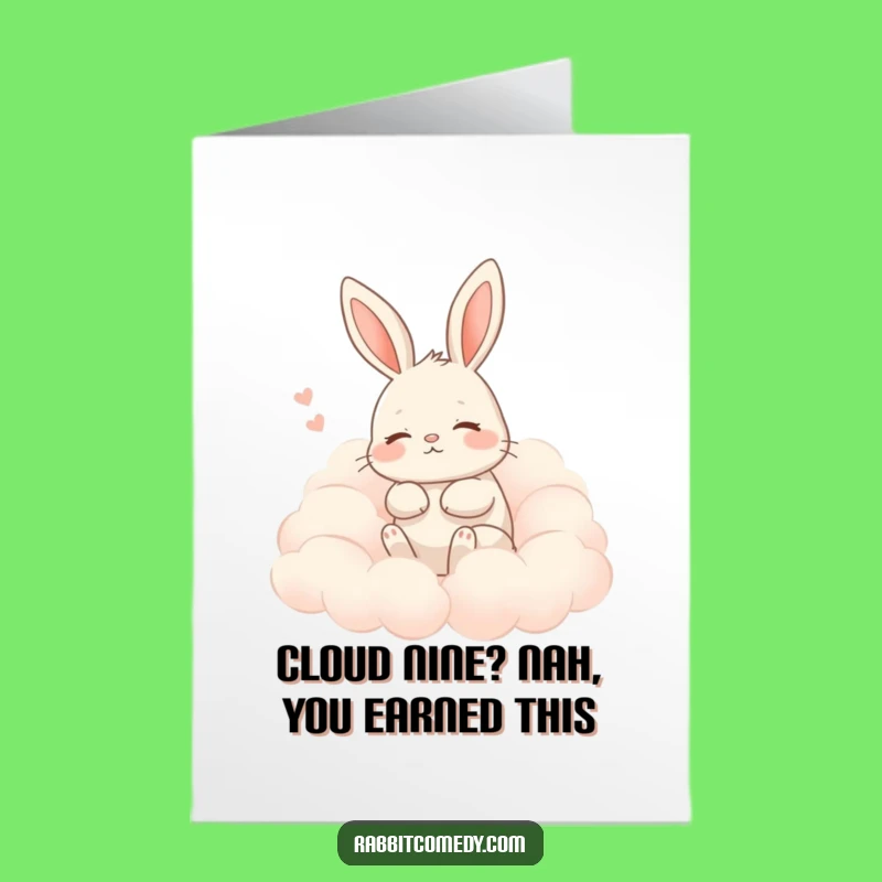 Free Printable Congrats Card: Relaxed Rabbit Cloud Design, Peaceful Downloadable Greeting
