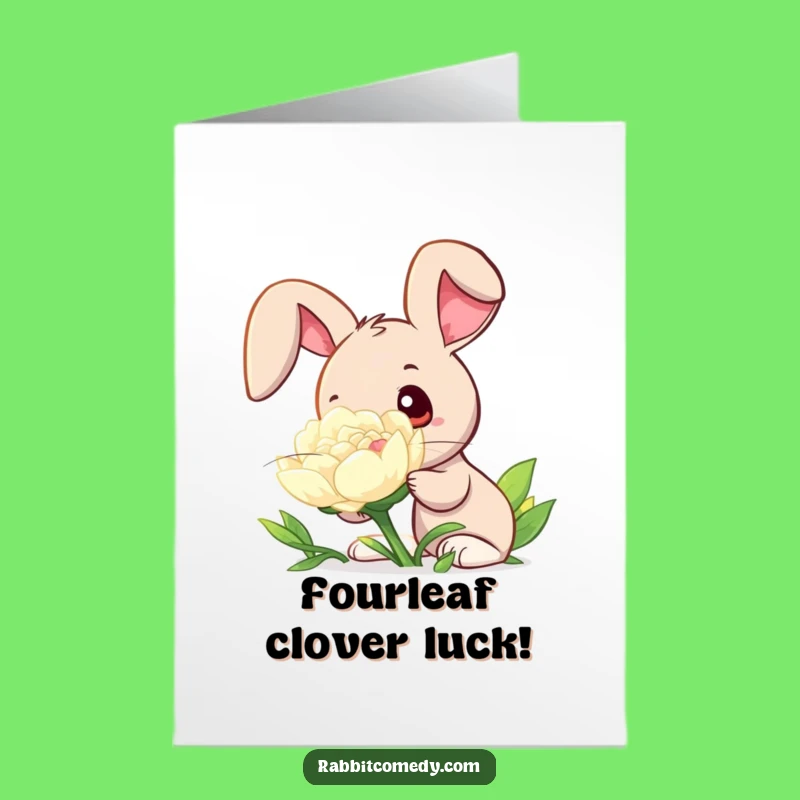Free Printable Congrats Card: Curious Rabbit & Clover - Downloadable Good Luck