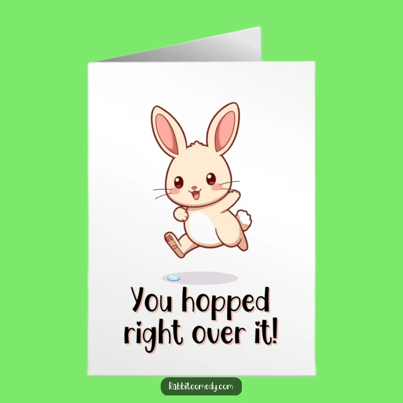 Free Printable Congrats Card: Funny Rabbit Leap Design, Downloadable Achievement Greeting