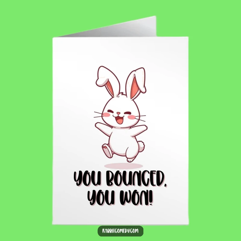 Free Printable Congrats Card: Playful Bouncing Rabbit Cheer, Downloadable Fun