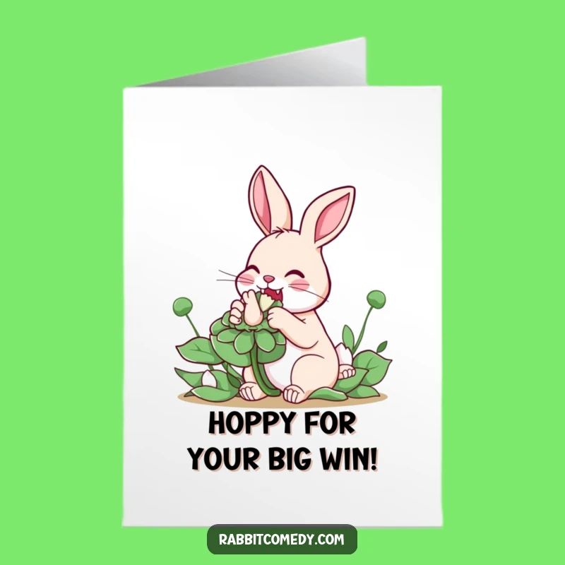 Free Printable Congrats Card: Rabbit & Clover! Hilarious Downloadable Greeting for Success