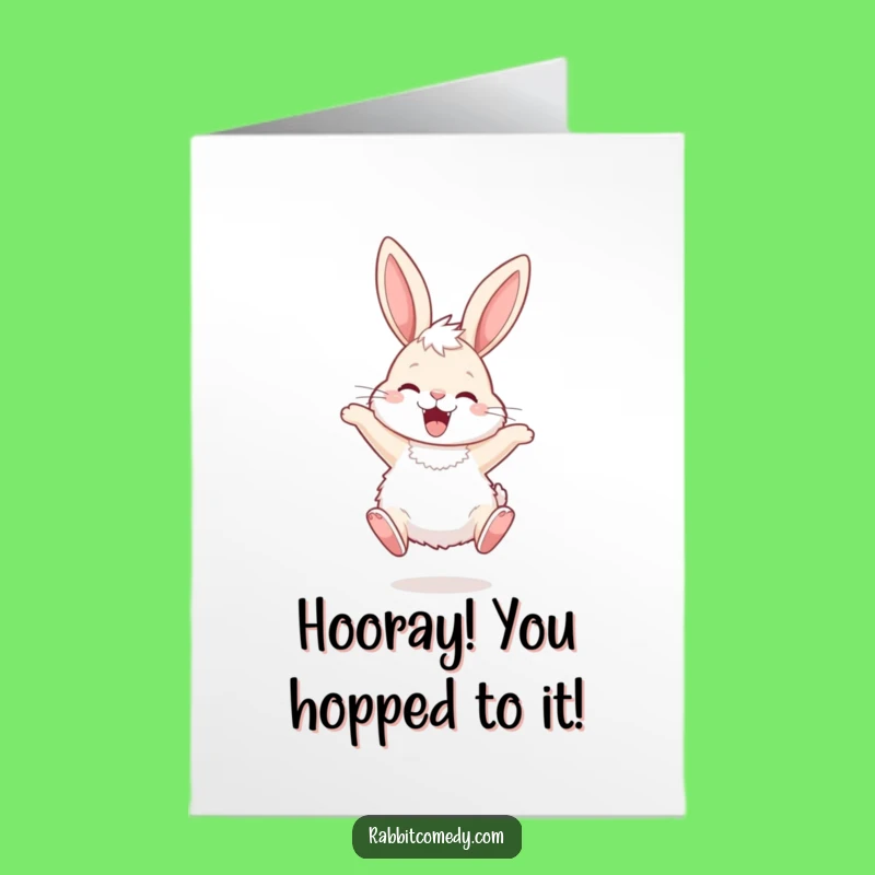 Free Printable Congrats Card: Ecstatic Rabbit Hop to Celebrate, Downloadable Fun