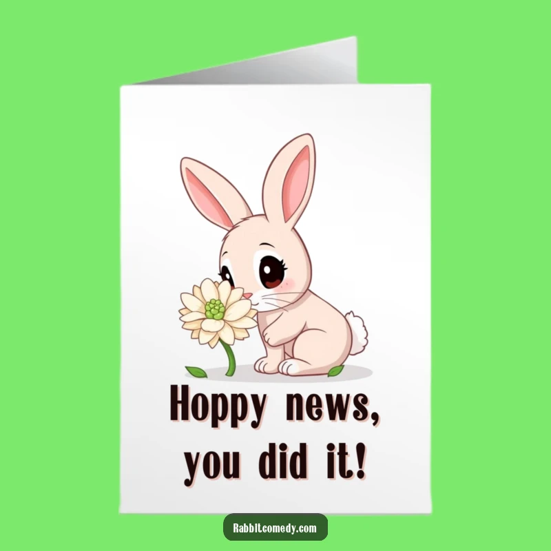 Free Printable Congrats Card: Funny Rabbit & Clover, Cute Downloadable Gift