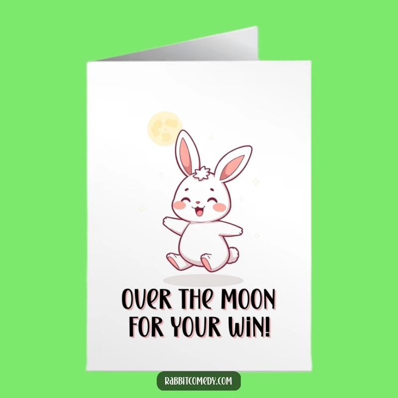 Glitter Moon Rabbit Free Printable Congrats Card - Cheerful Downloadable