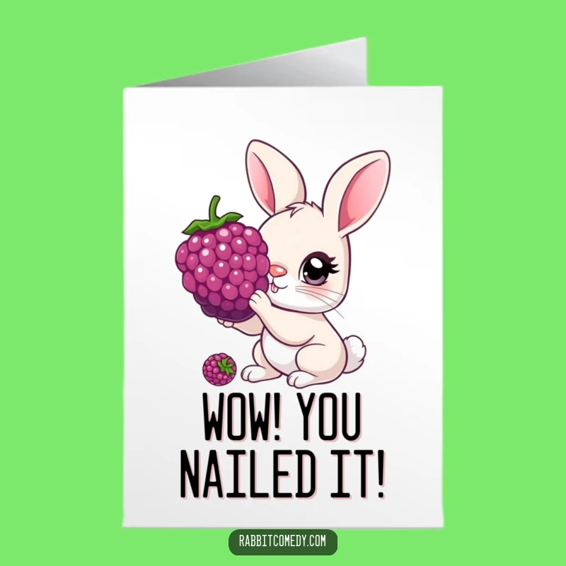 Free Printable Congrats Card: Big Eyes Rabbit Delight, Downloadable Fun