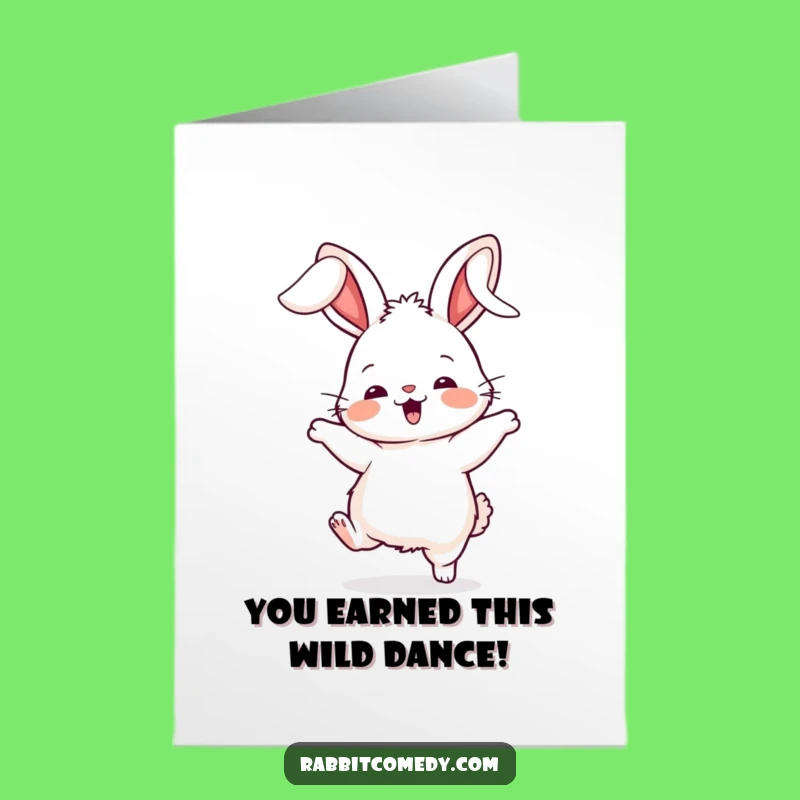 Free Printable Congrats Card: Silly Dancing Rabbit - Funny Downloadable
