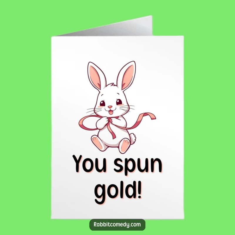 Free Printable Congrats Card: Rabbit Ribbon Dance - Festive Celebration Downloadable!