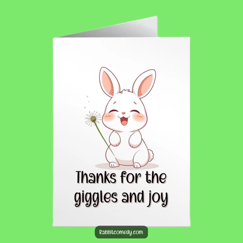 Amusing Free Printable Thank You Card: Rabbit Giggles, Dandelion Tickles - DIY Download