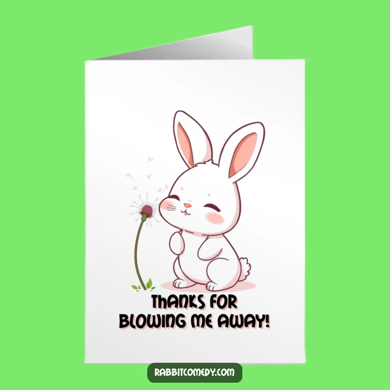 Free Printable Thank You Card: Gentle Rabbit Blows Dandelion Seed - Downloadable Gift!