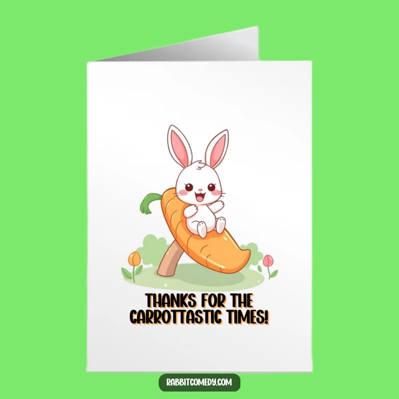 Free Printable Thank You Card: Giddy Rabbit Carrot Slide Humor Downloadable Gift