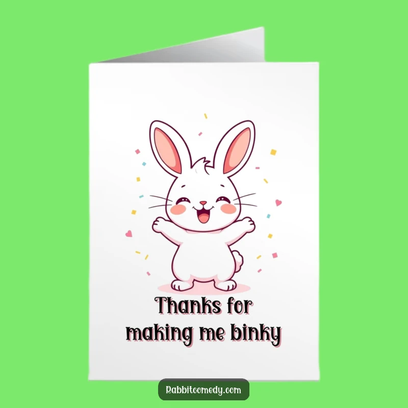 Free Printable Thank You Card: Happy Rabbit Binky & Confetti Gift