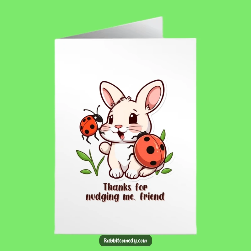 Free Printable Thank You Card: Rabbit & Ladybug Funny Greeting Downloadable Gift