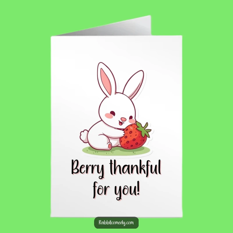 Free Printable Thank You Card: Rabbit's Strawberry Thanks!