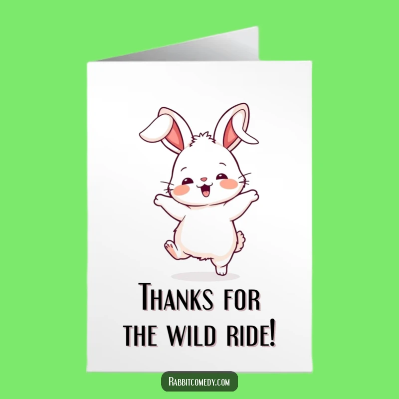 Free Printable Thank You Card: Silly Dancing Rabbit - Funny Downloadable