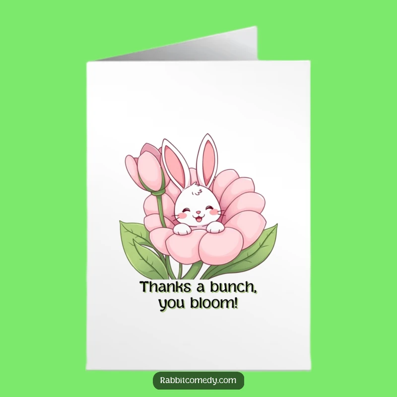 Free Printable Thank You Card: Cute Rabbit Flower Downloadable Gift