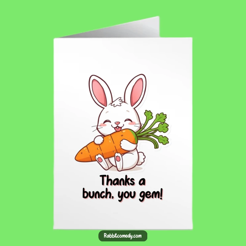 Free Printable Thank You Card: Grateful Rabbit with Giant Carrot Gift