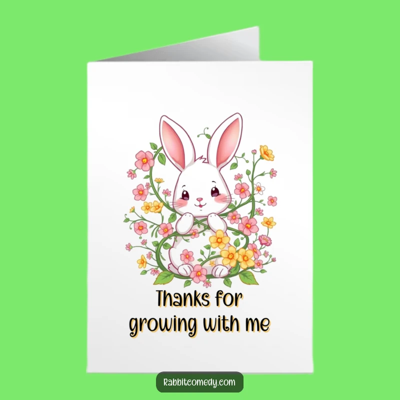 Free Printable Thank You Card: Tangled Rabbit Funny Greeting Downloadable Gift for Gratitude