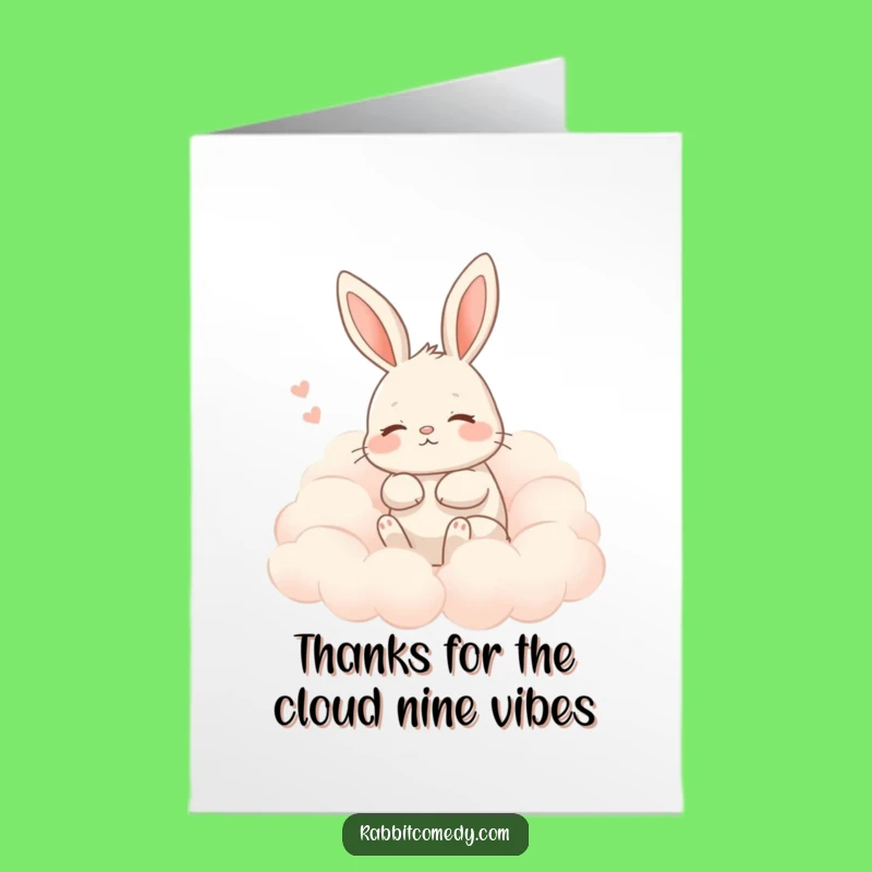 Free Printable Thank You Card: Peaceful Rabbit Cloud Design, Gentle Downloadable Gratitude