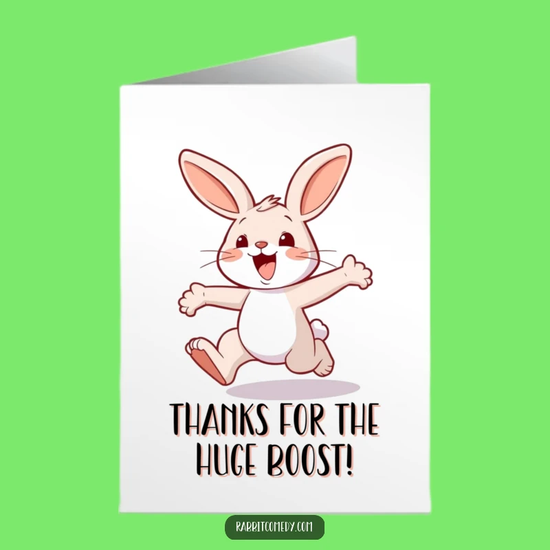 Free Printable Thank You Card: Hopping Rabbit - Funny Downloadable