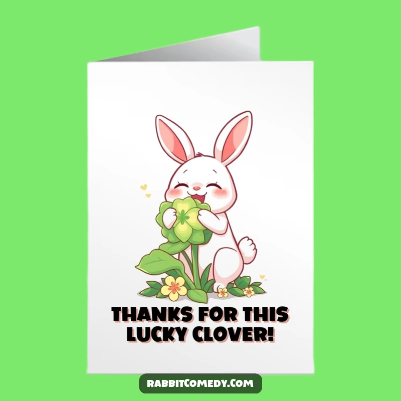 Free Printable Thank You Card: Lucky Rabbit Glowing Clover Appreciation Gift