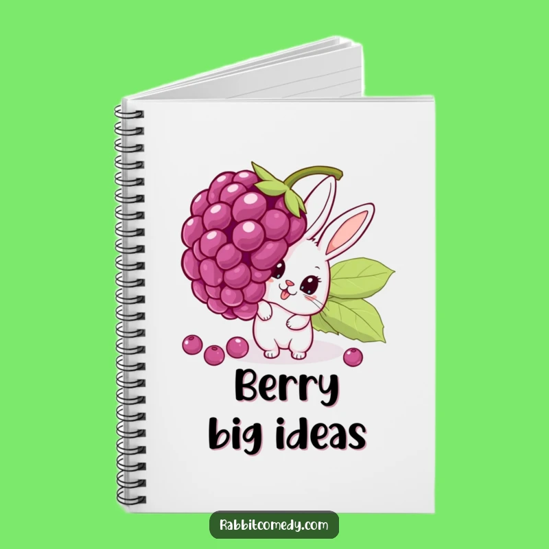Funny Surprise Rabbit Notebook: Cute Cartoon Peeking Behind Giant Wobbling Berry Journal Gift