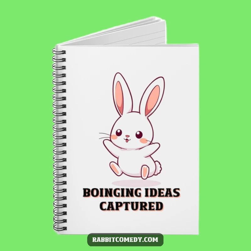 Funny Kawaii Rabbit Boinging Notebook - Bouncy Journal, Gift Idea