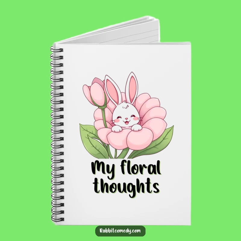 Funny Rabbit Wiggle Flower Notebook - Journal Cartoon Pet Fun Gift