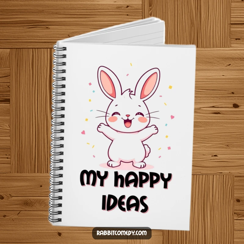 Funny Rabbit Notebook: A happy rabbit performs an excited binky, leaving a cloud of confetti, perfect for jotting down joyful thoughts and fun ideas.